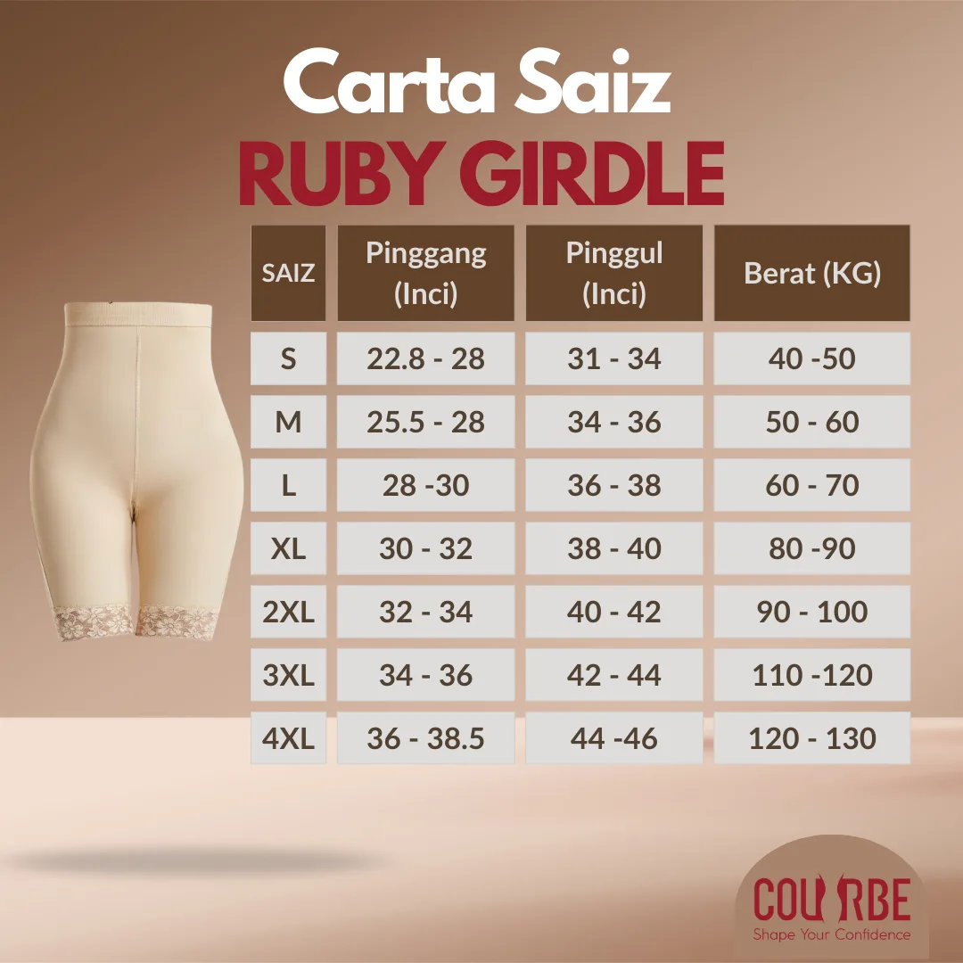 Ruby Girdle Sizing Chart